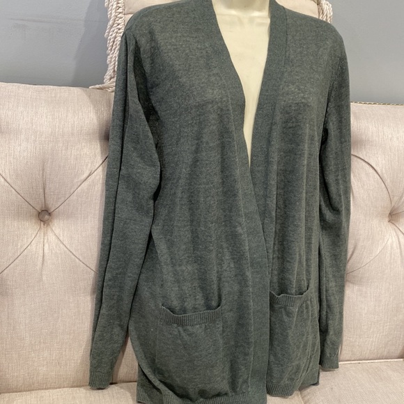 GAP long fine knit lots linen mix cardigan jacket with pockets green size M - Picture 7 of 16